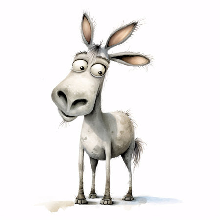 cartoon scene with donkey on white background - isolated illustration for childrenの素材