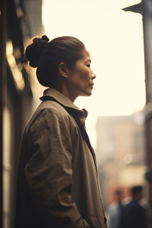 Photo for Portrait of a beautiful young woman walking in the city. Soft focus. - Royalty Free Image