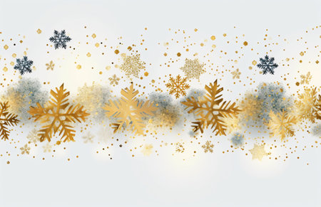 Christmas background with golden snowflakes. Vector illustration for your designの素材