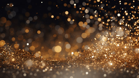 Golden glitter vintage lights background. gold and black. de focusedの素材