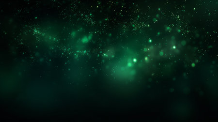 Abstract green bokeh background. Glowing particles. Vector illustrationの素材