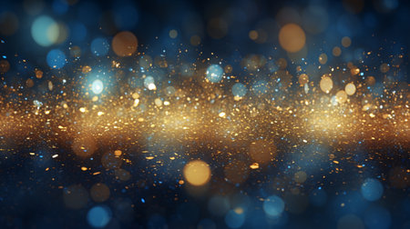 glitter vintage lights background. gold and blue. de-focusedの素材