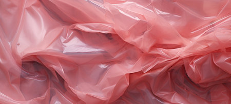 Pink crumpled plastic bag as background. closeup of photoの素材
