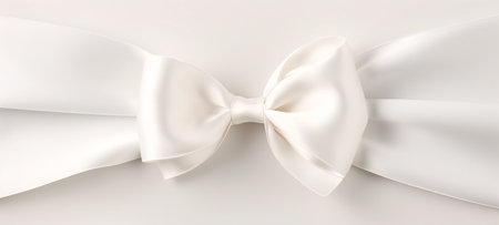 White silk bow on a white background. 3d rendering, 3d illustration.の素材