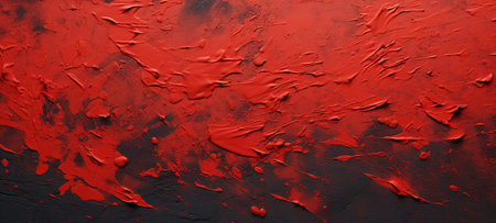 Red paint on a black background. Texture of red paint on a black background.の素材