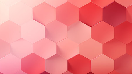 3d rendering of abstract geometric hexagon shape background in red color.の素材