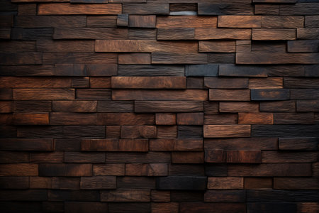 Wooden wall texture for background. Dark brown wooden wall background.の素材