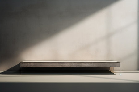 3d rendering of a bench in a room with sunlight from the windowの素材