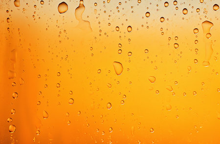 Drops of water on the glass, orange background. Shallow DOFの素材