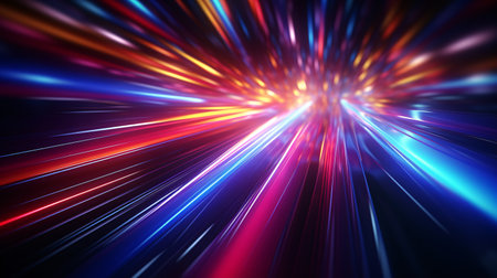 Abstract speed motion on the road at night. Computer generated illustration.の素材