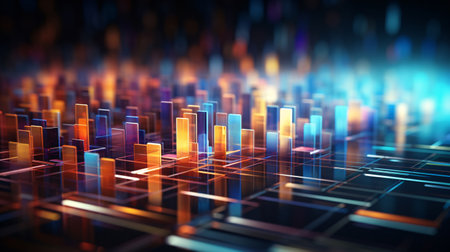 3d rendering of abstract technology background with glowing cubes. 3d illustrationsの素材