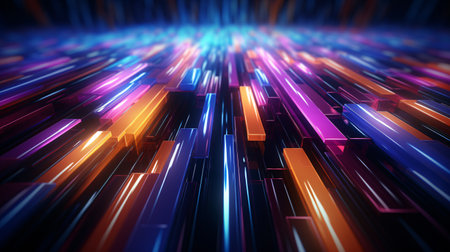 3d rendering of abstract geometric composition. Futuristic background with glowing particles.の素材