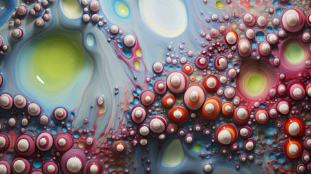abstract colorful background of soap bubbles in water closeup, macroの素材
