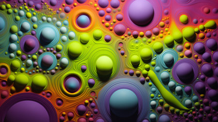 abstract colorful background with oil bubbles in water. 3d renderingの素材