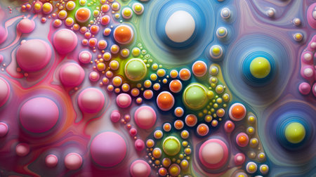 abstract colorful background with circles and ovals in water, computer generatedの素材