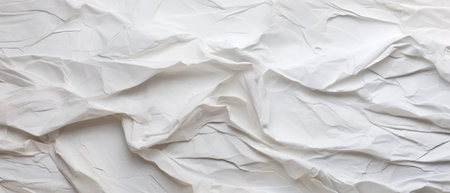 White crumpled paper as a background texture pattern, top viewの素材