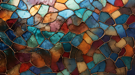 Colorful glass mosaic on the wall. Abstract background and texture for design.の素材