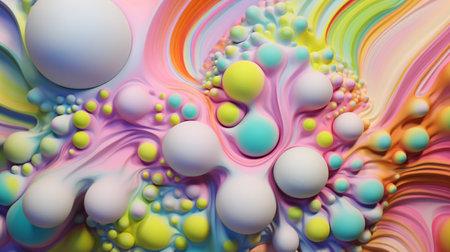 abstract colorful background with circles and spheres, 3d render illustrationの素材