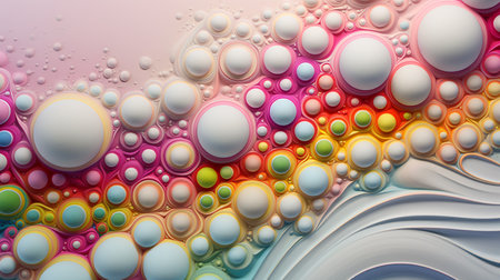 abstract background with colorful bubbles in water. 3d render illustrationの素材
