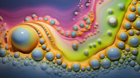 Colorful bubbles in water. Abstract background. 3d rendering.の素材