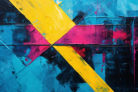 Colorful abstract background painted on canvas. Fragment of artwork.の素材