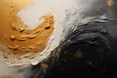 Abstract black and white background with oil paint splashes. close upの素材