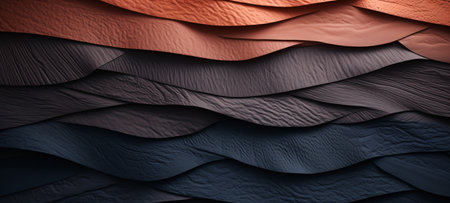 3d rendering of abstract background with waves in black and orange colorsの素材