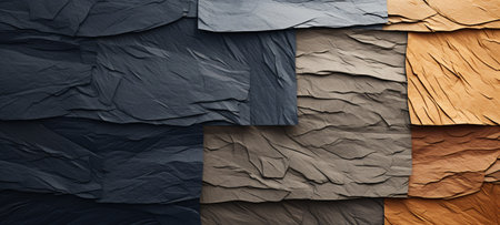 Colored crumpled paper background. 3d render illustration.の素材