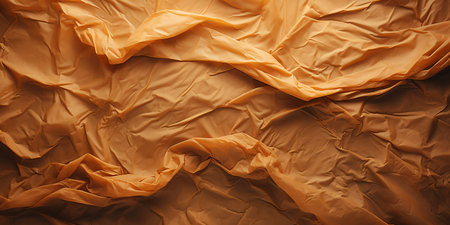 Texture of crumpled orange paper as background, closeup viewの素材