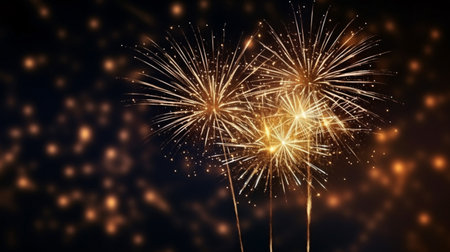 Beautiful firework display for celebrating new year and merry christmasの素材