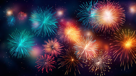 Fireworks background. Fireworks background. Firework background. Vector illustration.の素材