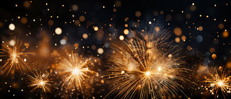 Beautiful firework with bokeh background, New Year celebrationの素材
