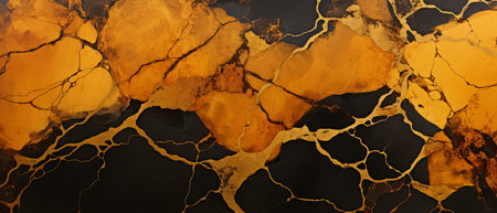 Abstract background with gold and black marble texture. 3d render illustrationの素材