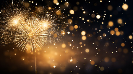 Fireworks background with bokeh effect and space for text.の素材