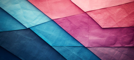 Colorful origami paper background. Blue, red and purple colorsの素材