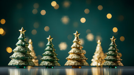Christmas background with golden Christmas tree on bokeh background.の素材