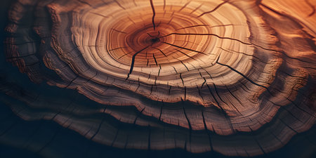 Wooden cut of a tree close up. Abstract background and texture for design.の素材