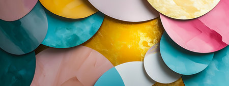 Abstract background with multicolored paper circles. 3d rendering.の素材