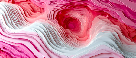 3d rendering, abstract wavy background of pink and white colorsの素材