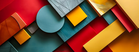 abstract colorful background made of geometric shapes, 3d render illustrationの素材