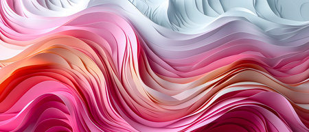 3d rendering, abstract background with wavy lines in pink and white colorsの素材