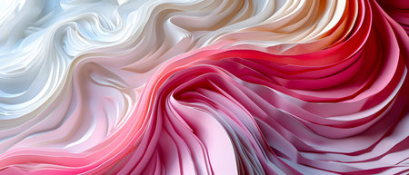 3d render, abstract background with wavy lines in pink and white colorsの素材