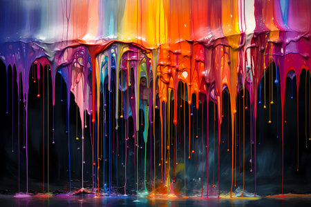 Colorful paint splashing on a black background. 3d renderingの素材