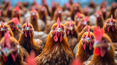 chickens on traditional free range poultry farm in the Netherlandsの素材