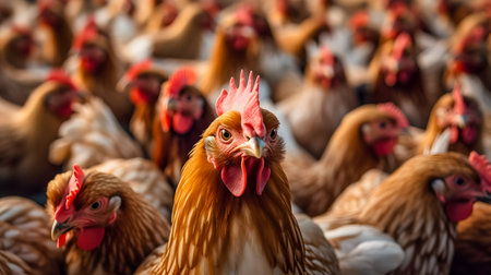 Chickens on traditional free range poultry farm in the Netherlandsの素材