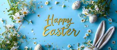 Easter holiday celebration banner greeting card banner.の素材