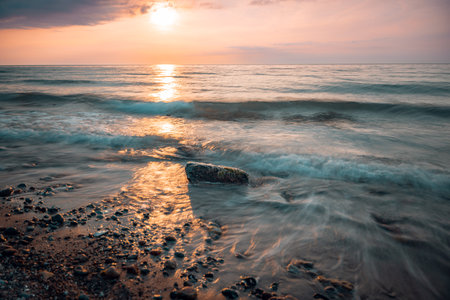 Beautiful seascape. Sunset over the sea. Beautiful seascape.の写真素材