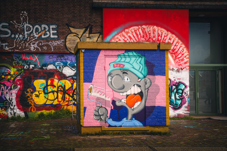 Graffiti on the wall of a building in East London, UKの写真素材