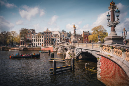 Beautiful view of Amsterdam canals.の写真素材