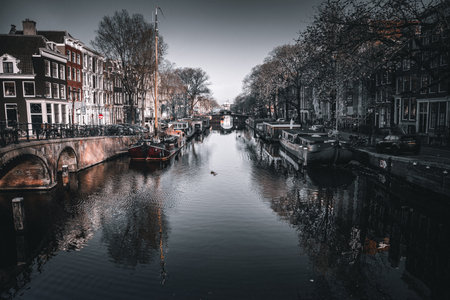 Amsterdam canals and bridges. Holland. Netherlands. Europe.の写真素材